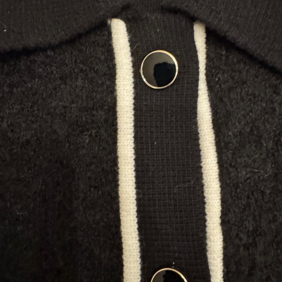 Women's Black and White Cardigan Sweater - Picture 2 of 4